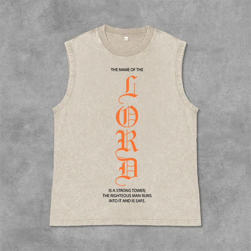 Christianartworkshop LORD Unisex Washed Tank Top - Beige - 2XL - image 6