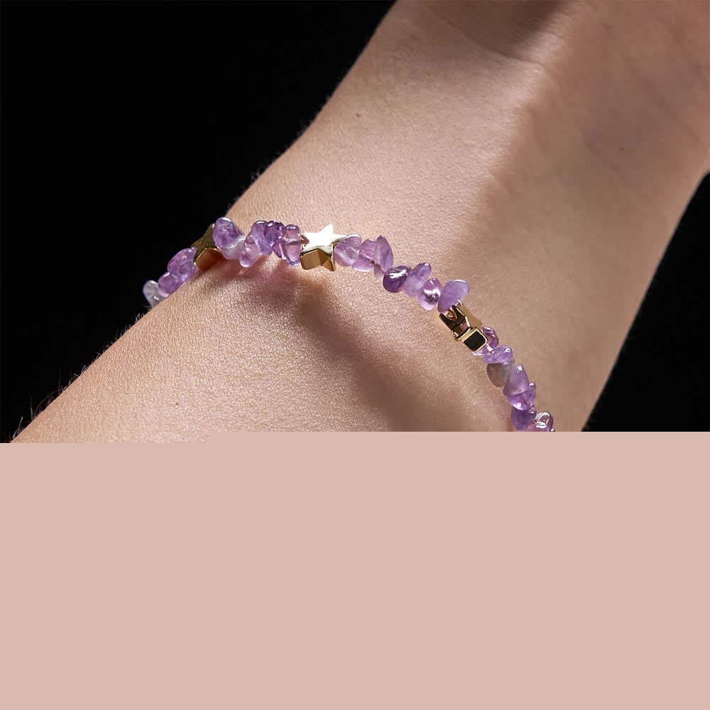 Christianartworkshop Natural Amethyst Chips Memory Wire Rosary Bracelet with Our Lady Medal - image 2