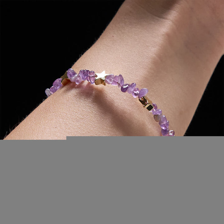 Christianartworkshop Natural Amethyst Chips Memory Wire Rosary Bracelet with Our Lady Medal - image 2