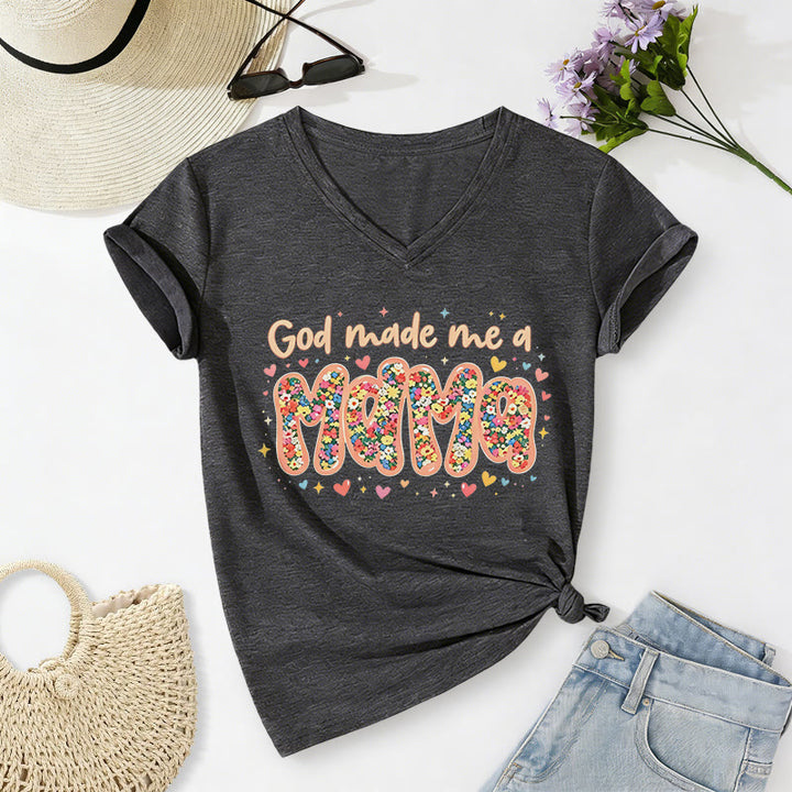 Christianartworkshop God Made Me A Mama Casual V-neck T-shirt - Dark Grey - 2XL - image 20