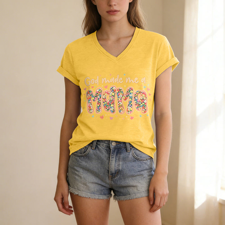 Christianartworkshop God Made Me A Mama Casual V-neck T-shirt - image 9
