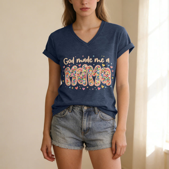Christianartworkshop God Made Me A Mama Casual V-neck T-shirt - image 19
