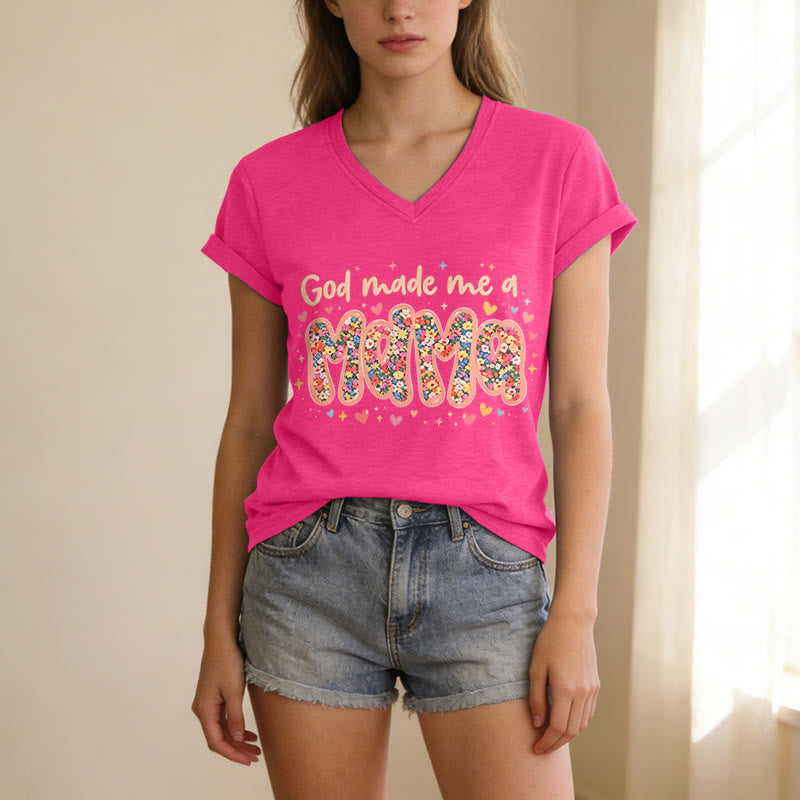 Christianartworkshop God Made Me A Mama Casual V-neck T-shirt - image 25
