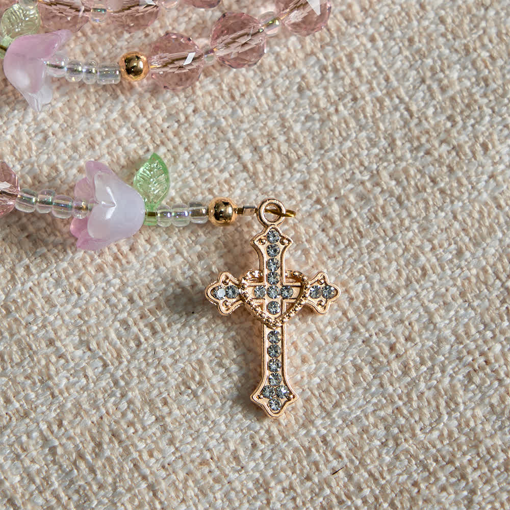 Christianartworkshop Lily of the Valley Devotion Rosary with Our Lady Accents & Pink Beads - image 8