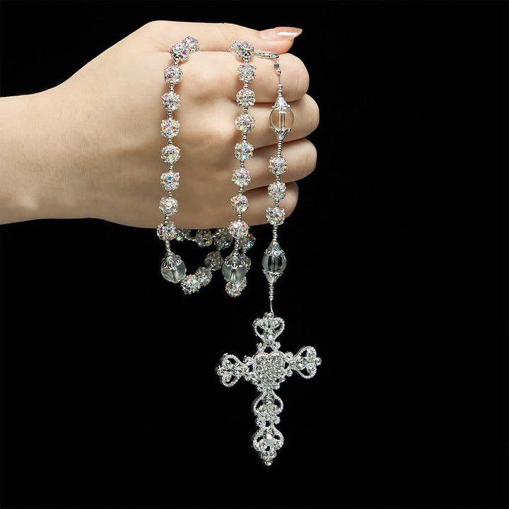 Christianartworkshop Sparkling Golden Beads Luxury Rosary with Our Lady of Grace - image 12