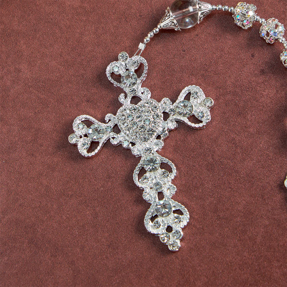 Christianartworkshop Sparkling Golden Beads Luxury Rosary with Our Lady of Grace - image 14