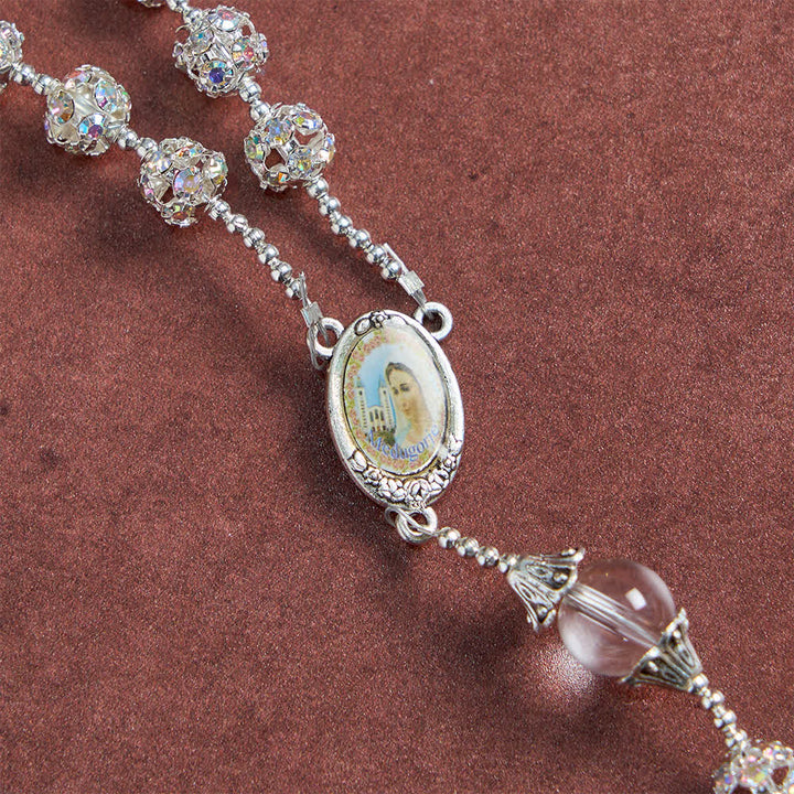 Christianartworkshop Sparkling Golden Beads Luxury Rosary with Our Lady of Grace - image 13