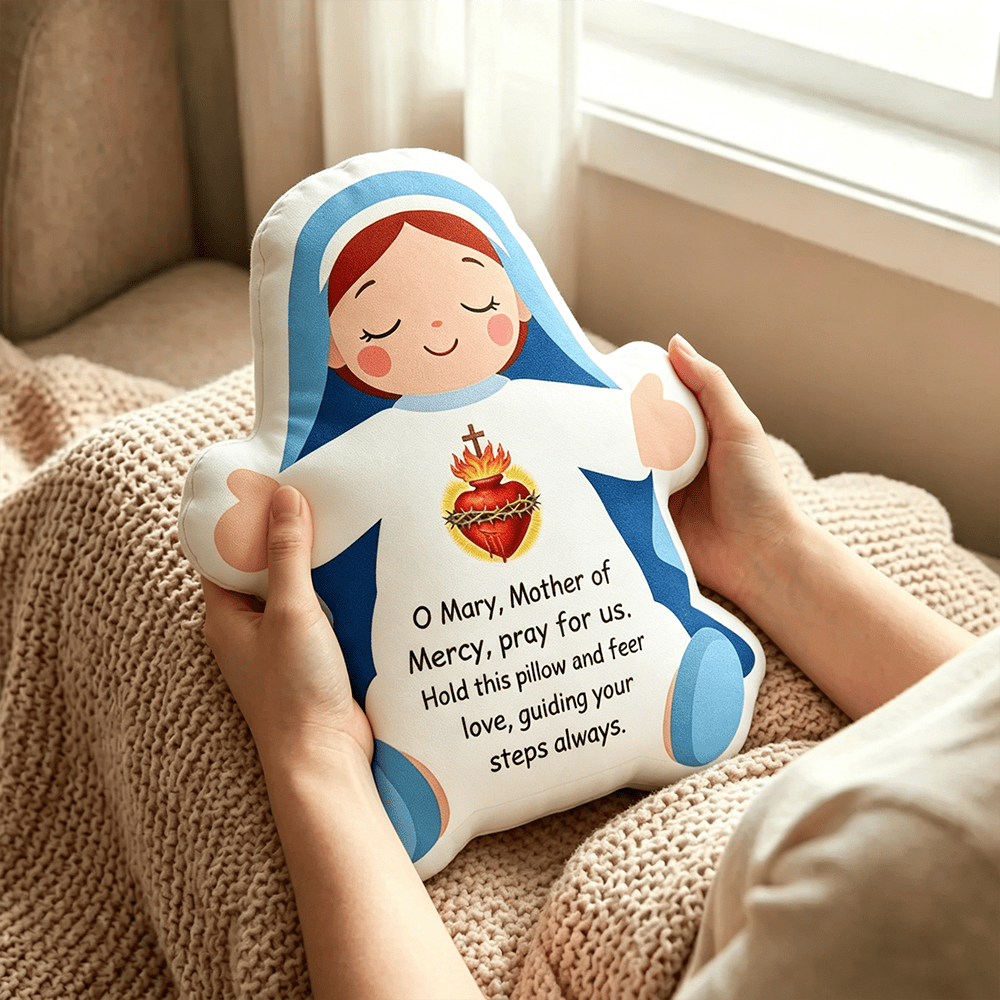 Christianartworkshop Sacred Heart Our Lady Character Shaped Pillow: A Token Of Merciful Love & Spiritual Guidance - image 4