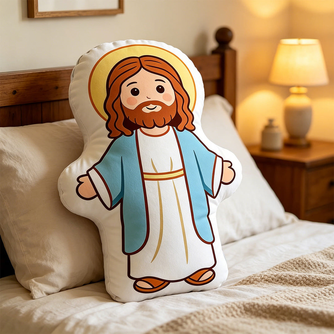 Christianartworkshop Halo Holy Figure Open Arms Character Pillow: Timeless Emblem Of Divine Warmth & Eternal Love - image 2