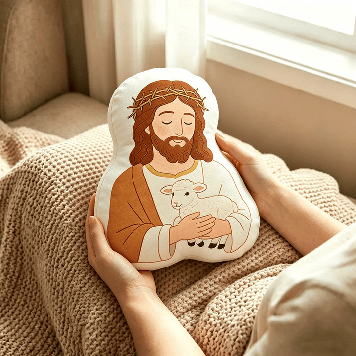 Christianartworkshop Good Shepherd Crown Of Thorns Character Pillow: Symbol Of Tender Care & Loving Guidance - image 1