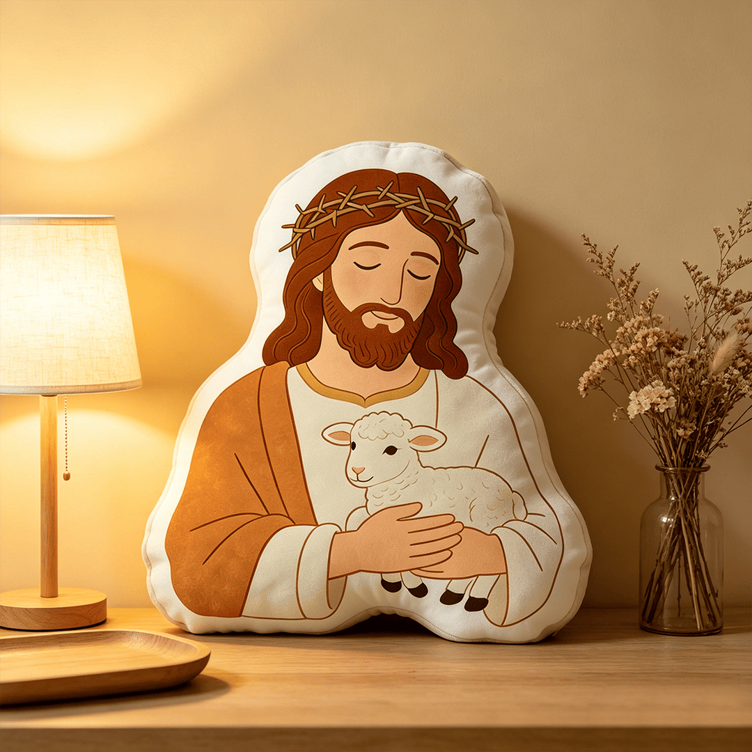 Christianartworkshop Good Shepherd Crown Of Thorns Character Pillow: Symbol Of Tender Care & Loving Guidance - image 3