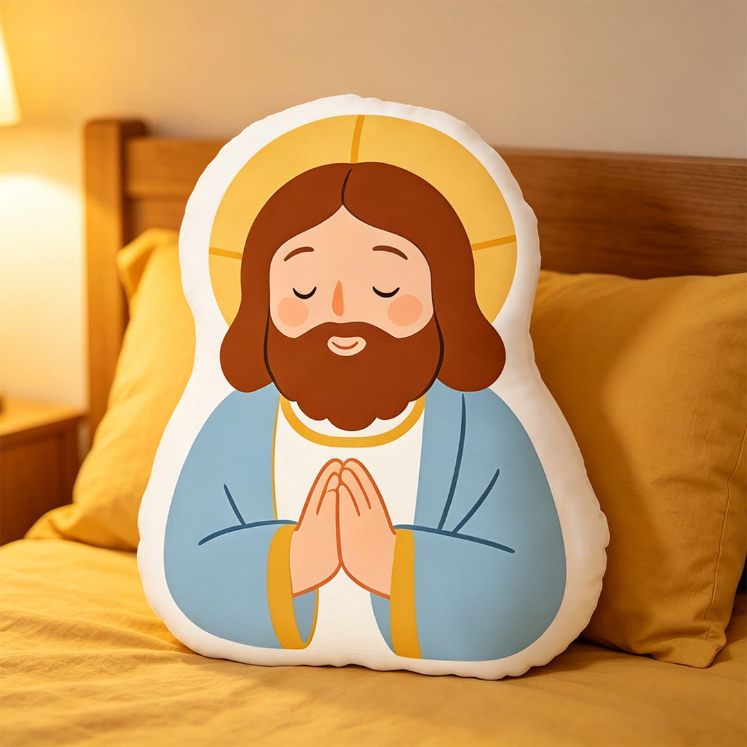 Christianartworkshop Halo Our Lady Holding Lamb Character Pillow: Emblem Of Tender Motherly Care & Gentle Blessing - image 6