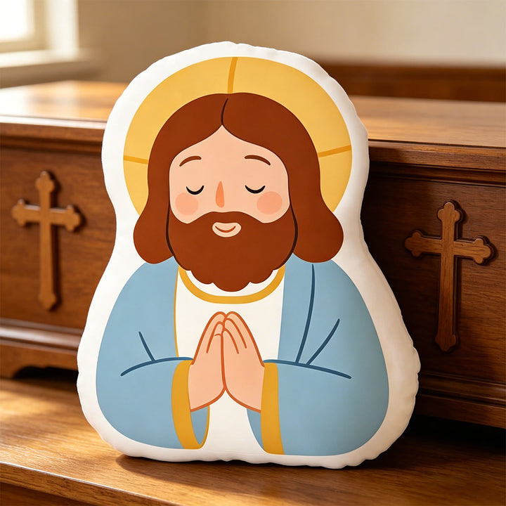 Christianartworkshop Halo Our Lady Holding Lamb Character Pillow: Emblem Of Tender Motherly Care & Gentle Blessing - image 7