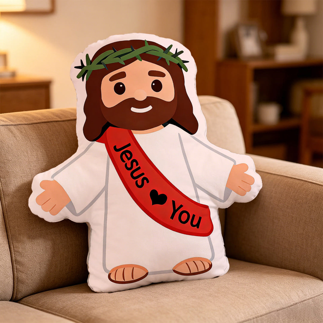 Christianartworkshop Crown Of Thorns Jesus Open Arms Pillow: Warm Reminder Of Endless Loving Care - image 2