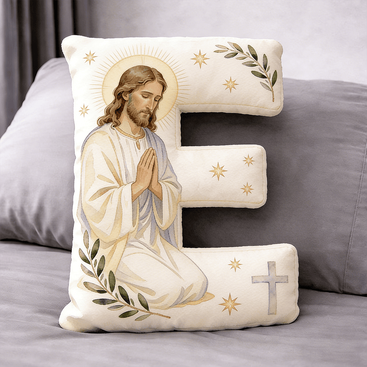 Christianartworkshop Letter Shaped Praying Jesus Cross Pillow: Emblem Of Devout Prayer And Timeless Faith - 24" (60cm) - E - image 5