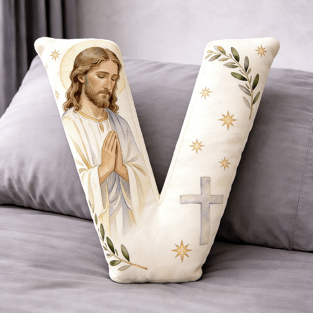 Christianartworkshop Letter Shaped Praying Jesus Cross Pillow: Emblem Of Devout Prayer And Timeless Faith - 24" (60cm) - V - image 21