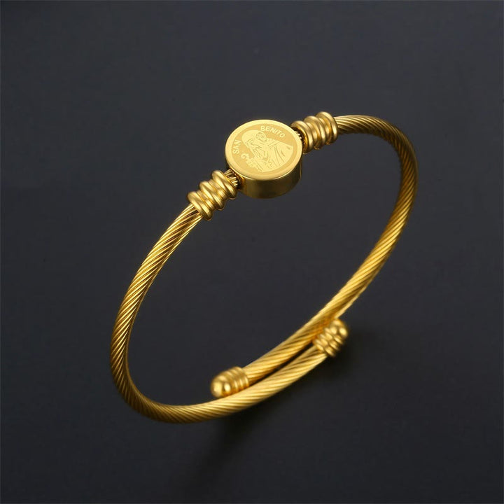 Christianartworkshop Twisted Cable St. Benedict Medal Bracelet & Ring Set: Sacred Symbol of Divine Protection - image 2