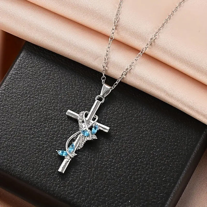 Christianartworkshop Vine Wrapped Butterfly Cross Zircon Necklace: 4 Color Sacred Redemption Faith Pendant Jewelry - image 6