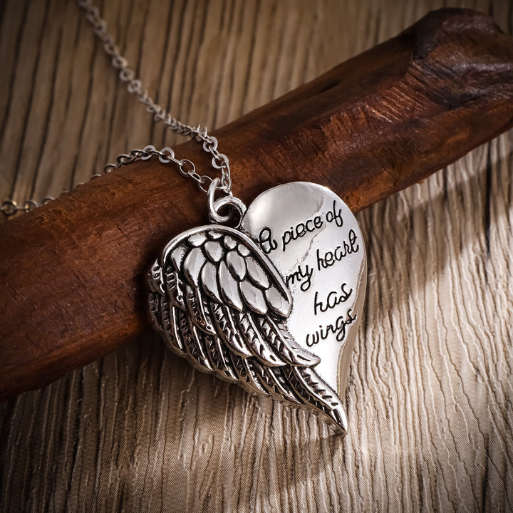Christianartworkshop Half Heart Angel Wing Memorial Necklace: A Piece Of My Heart Has Wings Faith Pendant Jewelry - image 2