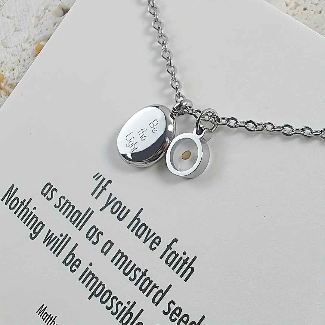 Christianartworkshop Mustard Seed Be The Light Scripture Necklace: Matthew 17:20 Faith Inspirational Pendant Jewelry - Silver - image 6