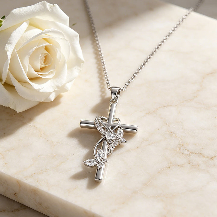 Christianartworkshop Vine Wrapped Butterfly Cross Zircon Necklace: 4 Color Sacred Redemption Faith Pendant Jewelry - image 2