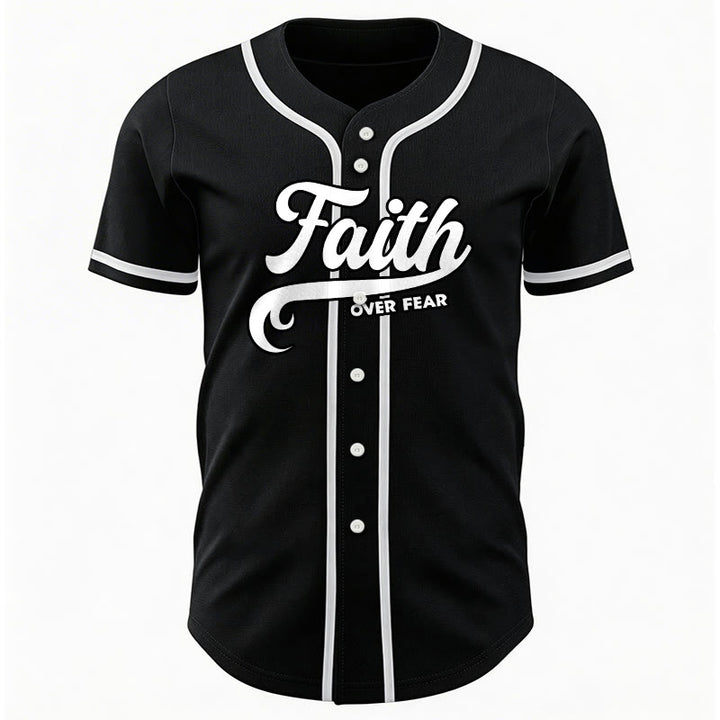 Christianartworkshop Faith Over Fear Custom Name Number Unisex Baseball Jersey - image 6