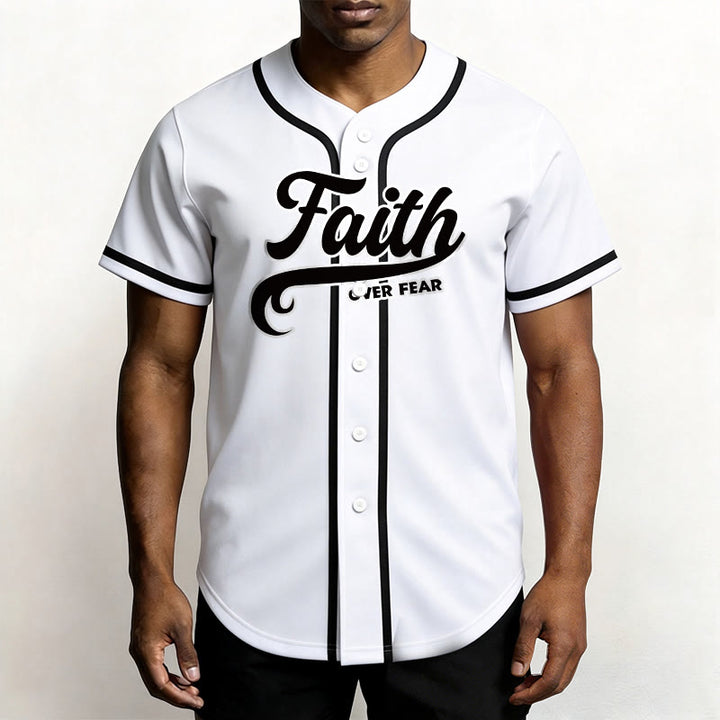 Christianartworkshop Faith Over Fear Custom Name Number Unisex Baseball Jersey - image 16