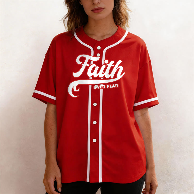 Christianartworkshop Faith Over Fear Custom Name Number Unisex Baseball Jersey - image 25