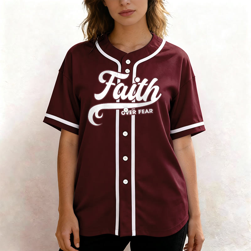 Christianartworkshop Faith Over Fear Custom Name Number Unisex Baseball Jersey - image 32