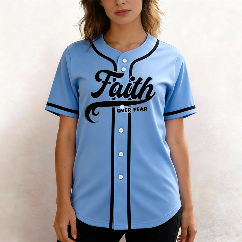 Christianartworkshop Faith Over Fear Custom Name Number Unisex Baseball Jersey - image 39