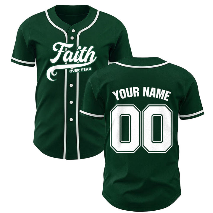 Christianartworkshop Faith Over Fear Custom Name Number Unisex Baseball Jersey - Green - 5XL - Name & Number Customized - image 43