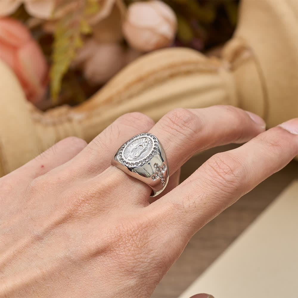 Christianartworkshop Bold Our Lady Cross Signet Ring: Anchor Your Heart in Marian Faith - image 7