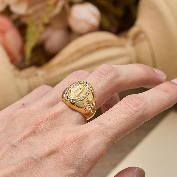 Christianartworkshop Bold Our Lady Cross Signet Ring: Anchor Your Heart in Marian Faith - image 2