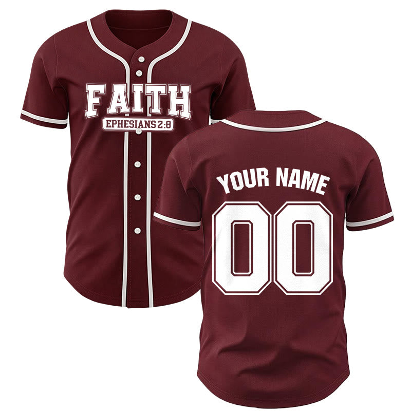 Christianartworkshop Faith Ephesians 2:8 Custom Name Number Baseball Jersey - Wine - 5XL - Name & Number Customized - image 36