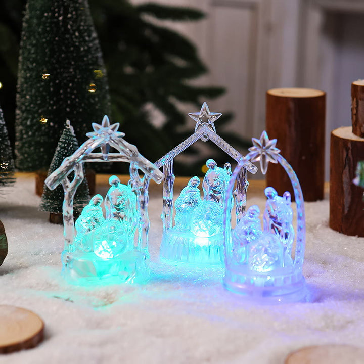 Christianartworkshop Transparent Lighted Holy Family Nativity Figurine: Luminous Symbol of Divine Light & Sacred Birth - image 2