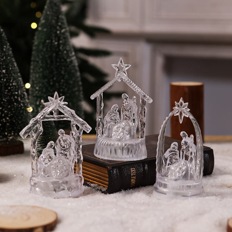 Christianartworkshop Transparent Lighted Holy Family Nativity Figurine: Luminous Symbol of Divine Light & Sacred Birth - image 3