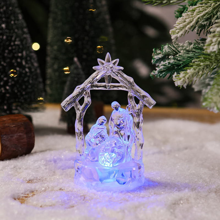 Christianartworkshop Transparent Lighted Holy Family Nativity Figurine: Luminous Symbol of Divine Light & Sacred Birth - Purple Light - image 4