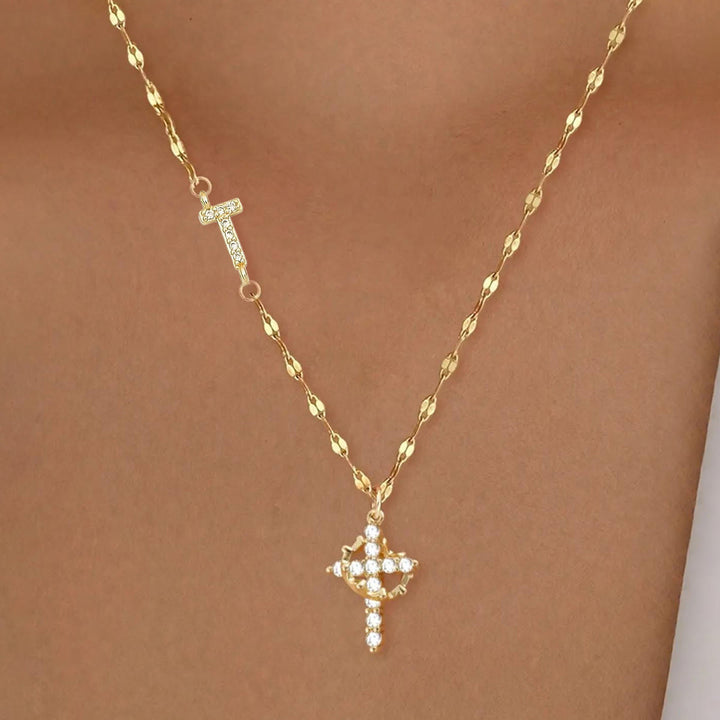 Christianartworkshop Personalized A-Z Initial Crown Cross Necklace: Custom Sacred Faith Monogram Pendant Jewelry - T - image 21