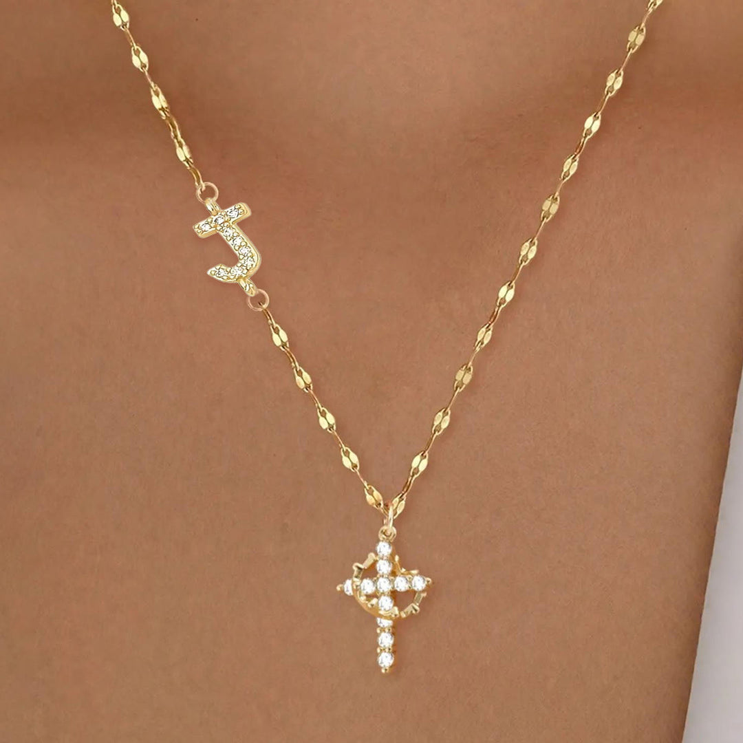Christianartworkshop Personalized A-Z Initial Crown Cross Necklace: Custom Sacred Faith Monogram Pendant Jewelry - J - image 11