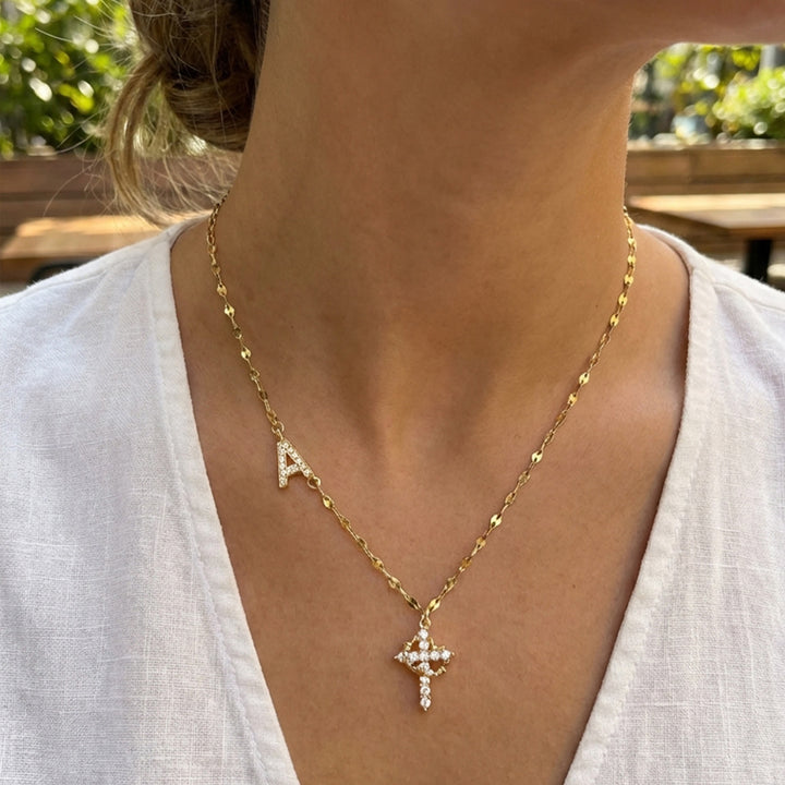 Christianartworkshop Personalized A-Z Initial Crown Cross Necklace: Custom Sacred Faith Monogram Pendant Jewelry - image 1