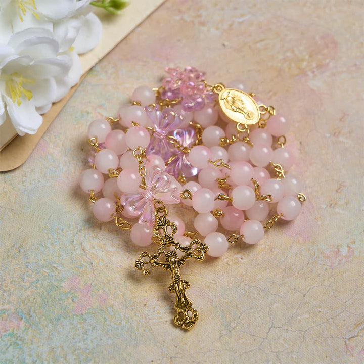 Christianartworkshop UV Color-Change Glass Beads Purple Bow Rosary: Where Sunlight Meets Faith - image 6