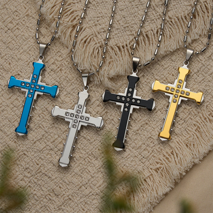 Christianartworkshop Geometric Multi-Tone Cross Necklace: Timeless Symbol Of Eternal Spiritual Grace - image 0