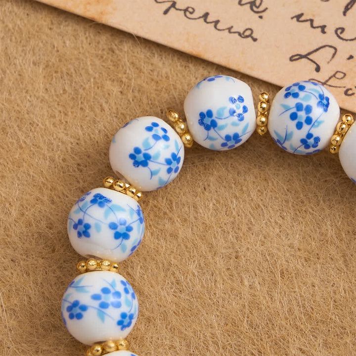 Christianartworkshop Blue Floral Porcelain Pocket Rosary with Elegant Our Lady & Cross - image 6