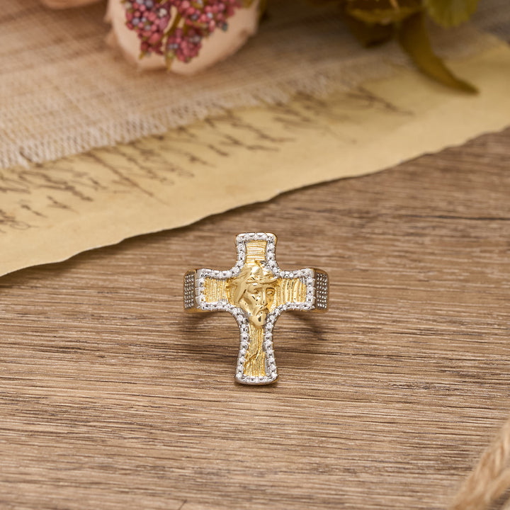 Christianartworkshop Jesus Face Cross Open Ring: A Bold Symbol of Redemptive Grace - image 3
