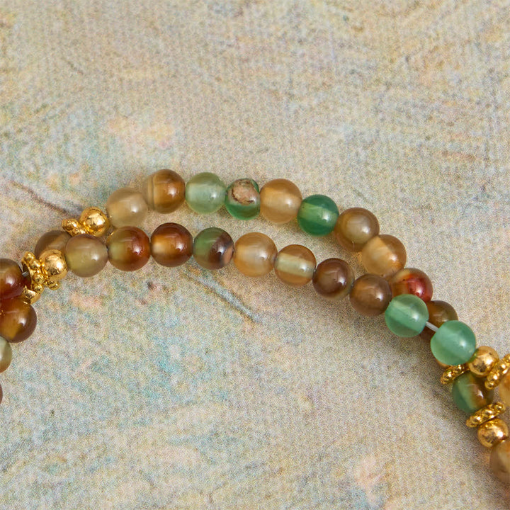 Christianartworkshop Peacock Agate Magnetic Rosary Bracelet with Golden St. Benedict - image 11