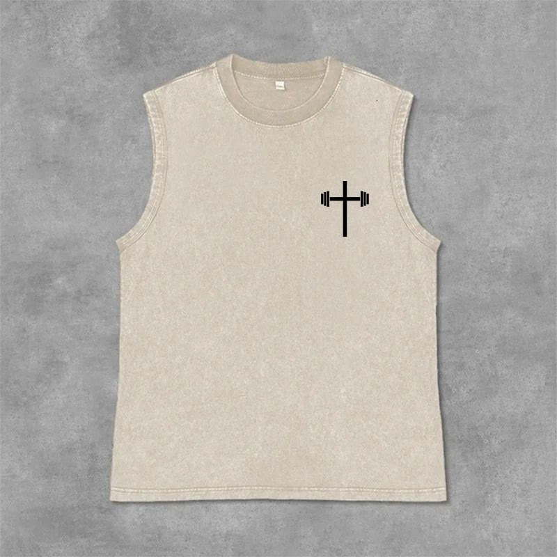 Christianartworkshop Lift Heavy Pray Hard Unisex Washed Tank Top - image 22
