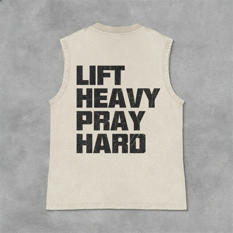 Christianartworkshop Lift Heavy Pray Hard Unisex Washed Tank Top - image 25