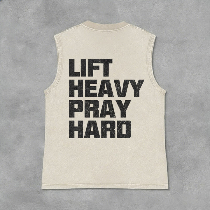 Christianartworkshop Lift Heavy Pray Hard Unisex Washed Tank Top - image 25