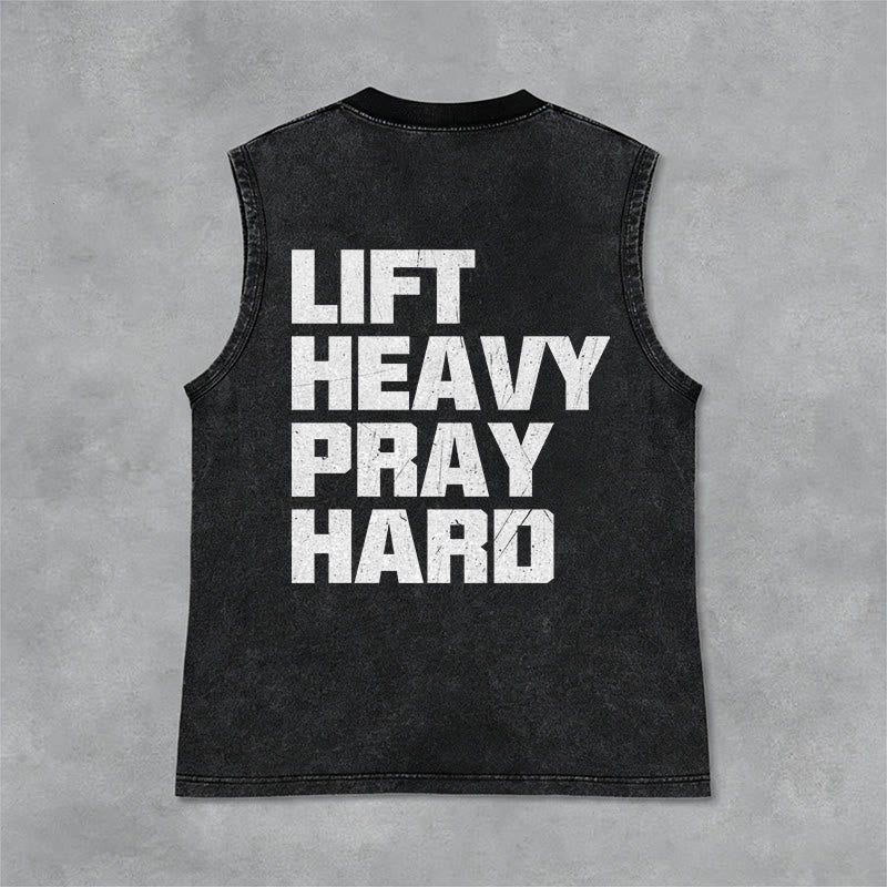 Christianartworkshop Lift Heavy Pray Hard Unisex Washed Tank Top - image 4