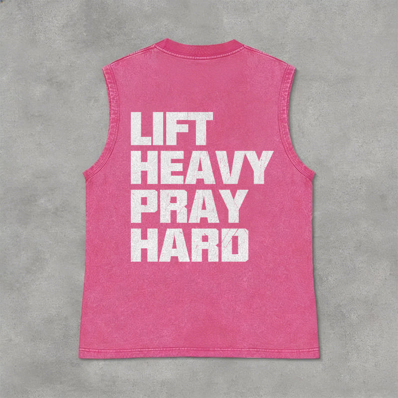 Christianartworkshop Lift Heavy Pray Hard Unisex Washed Tank Top - image 32